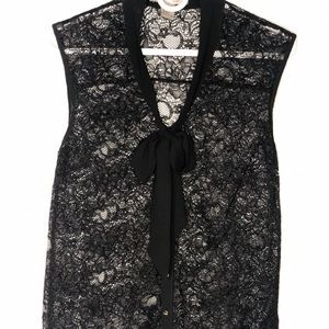 Black lace button down Blouse